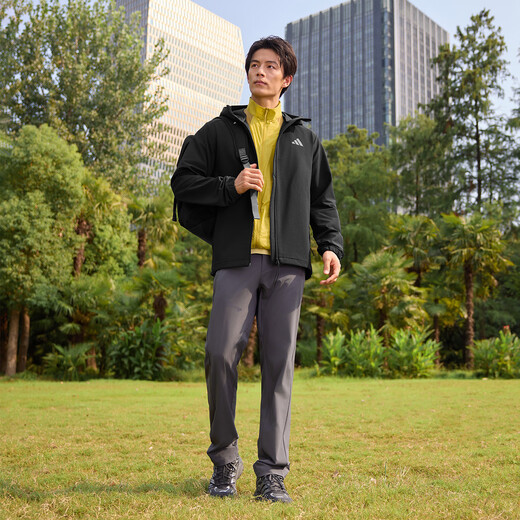 Adidas waterproof and windproof casual hooded jacket for men and women autumn new Adidas official light sports black XL