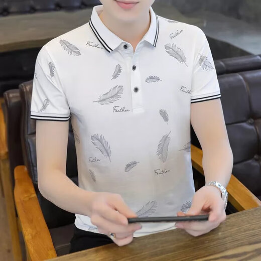 丨利郎丨品牌男装有领Polo衫夏季男士短袖T恤ins棉质修身半袖潮牌衣服 2023677白色2024 M 体重90-100