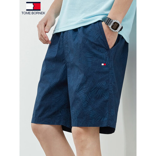 TOMMY JEANS American Tommy Kelly Summer Pure Cotton Five-Cut Shorts Casual All-Match Loose Beach Pants Men's Trendy 2025 9215 Shangqing M (Suggested 100-120Jin [Jin equals 0.5 kg])