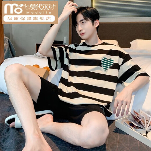 Modal pajamas men's summer thin cotton 2025 new short-sleeved cotton teenager home clothes Z679 cotton suit soft and skin-friendly M [Suggested 80-100 Jin [Jin equals 0.5 kg] wear]