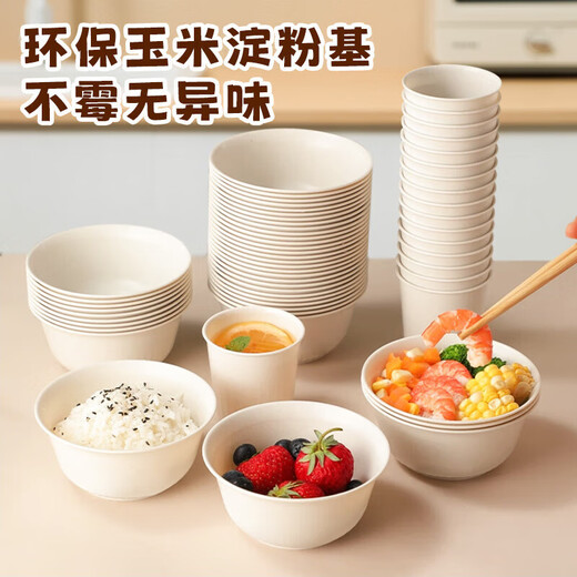 美厨（MAXCOOK）一次性餐具套装食品级环保可降解一次性碗筷勺子盘碟杯子桌布套装 餐具5件套大号 20份 MCPJ1049