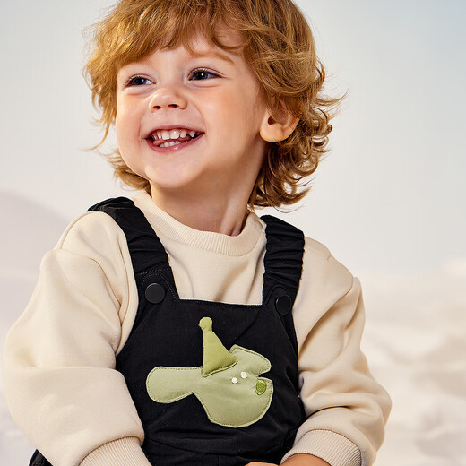 迷你巴拉（minibala）[拒水羽绒]男女童宝宝羽绒裤2025冬新品保暖三防长裤 黑白色调00491 80