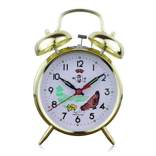 Extra lauter Sound Wake Up Horseshoe Mechanische Uhr Vintage Retro Nostalgic Metall Bewegung Manualuhr Wecker Blau Bronze 1585 [Batteriemodell]