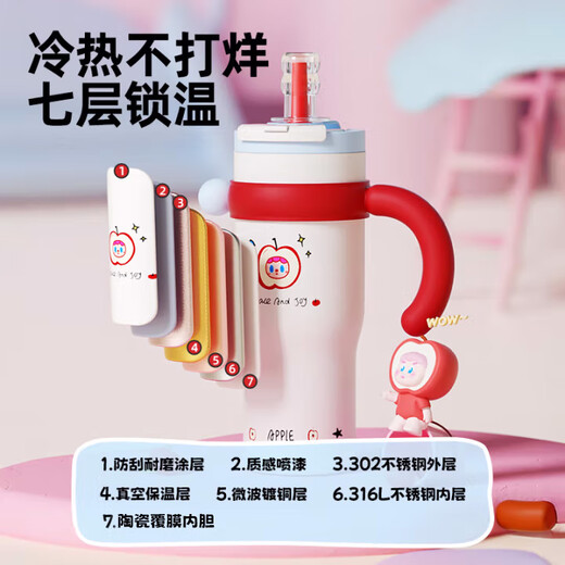 BABLOV Huabansen Thermos Cup Women's Large Capacity Ice Cup High-Value Ceramic Coated Liner Straw Water Cup Gift