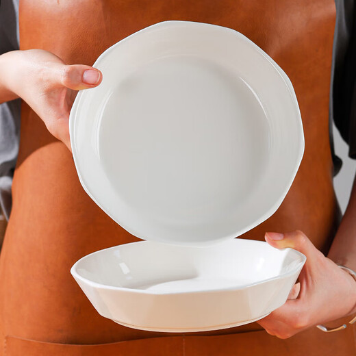 7-inch white diamond ceramic plate, home creative dish plate, high-looking cooking plate, simple and versatile round plate, 1 piece of 7-inch diamond plate, white