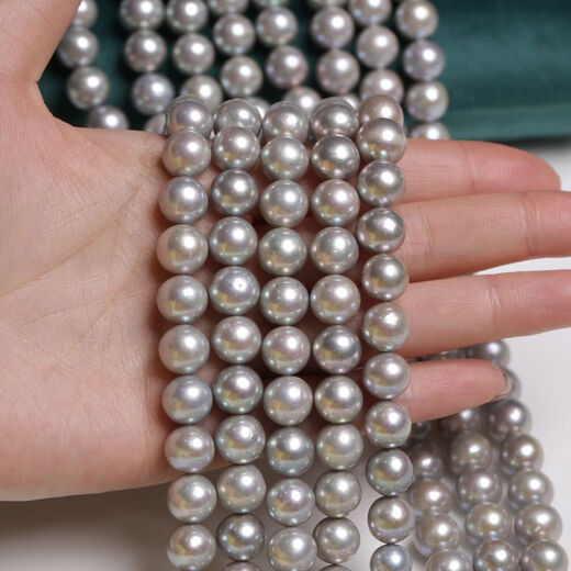 811mm Natural Freshwater Edison Pearl Aurora Semi-finished Chain Zhenduo Hemp Gray Customizable SCT About 9mm Round Bar 5A-SCT2 About 40cm 9-10mm