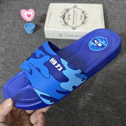 Huili Shanghai Children's Slippers Summer Boys and Girls 6-12 years old Anti-slip Soft Sole Medium Large Children Indoor Cute Slippers 3523 Dark Blue 36 Inner Length 23 cm