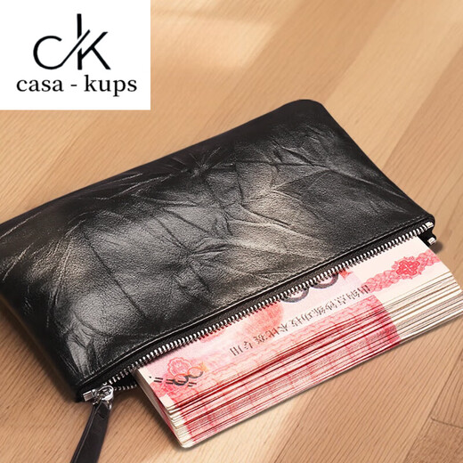 Casa-Kupsck Leder Brieftasche Damen 2025 Neues einteiliges dünnes langes Geldbeutelbeutel Männer große Banknote Bargeldspeicher Änderung handkennzeichnender Schwarz-Can-Hold 200 Big Banknotes