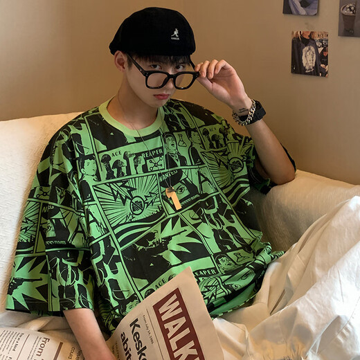 Summer new blockbuster comic printed short-sleeved T-shirt-HT1585 Hong Kong style white M