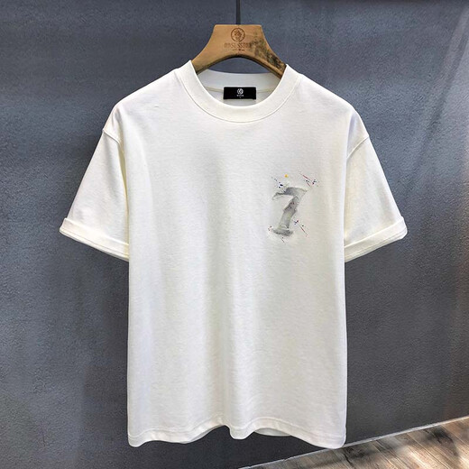 Jeep Spirit authentique Jeep haut de gamme haut de gamme à manches courtes à manches courtes t-shirts personnalisés pour hommes pour hommes 2025 Été lâche American Top pour hommes 6630 T-shirt blanc xl Code 140-155jin [Jin est égal à 0,5 kg]