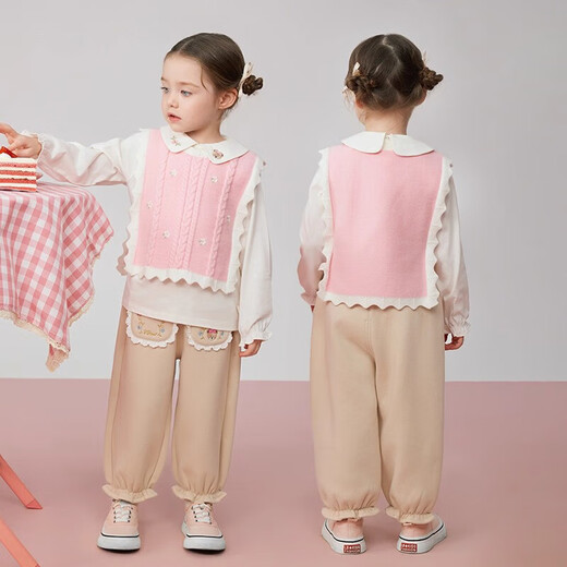 PawinPaw new products 50% off PawinPaw cartoon bear children's clothing 25 autumn and winter new baby girl two-piece vest shirt Pink pink/25 110