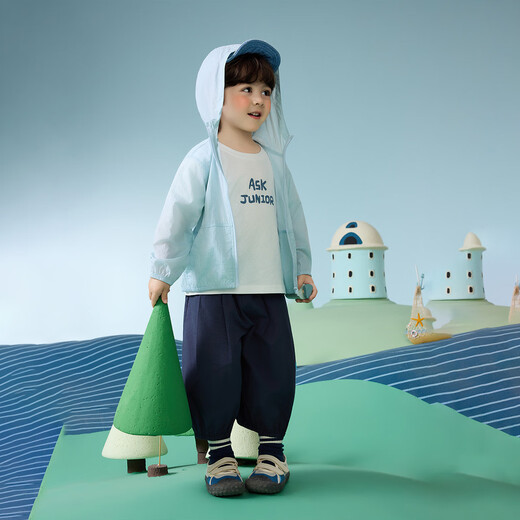 ASK JUNIOR children's original yarn sun protection clothing summer youth ice leather clothing long-sleeved anti-UV skin clothing male and older children's air-conditioning clothing