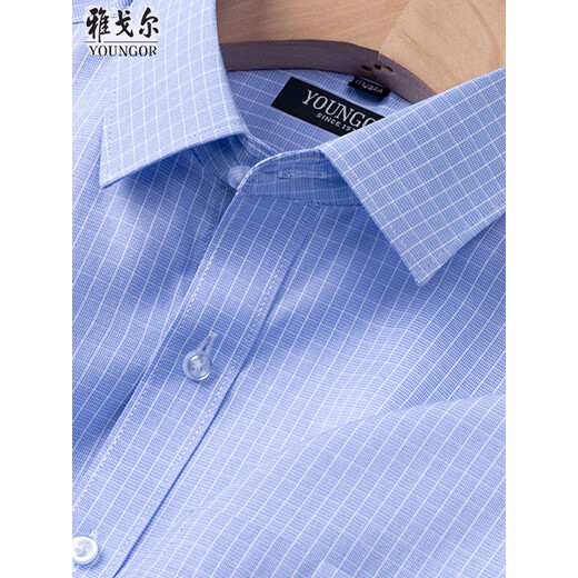 雅戈尔旗舰官方店格子款短袖衬衫中年夏季商务男装免烫抗皱职场柔顺亲肤 DX6626 41 【145-160斤】