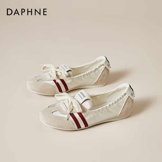 Daphne shallow mouth ballet dance shoes for women flat low heel lightweight commuter breathable sports and casual shoes Beige 38