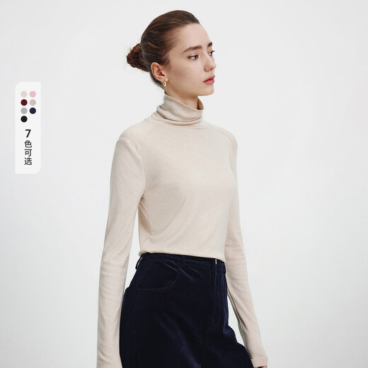 Navikel Italian dinghy women's high collar slim bottoming shirt with high elastic inner solid color long-sleeved T-shirt 2335084501