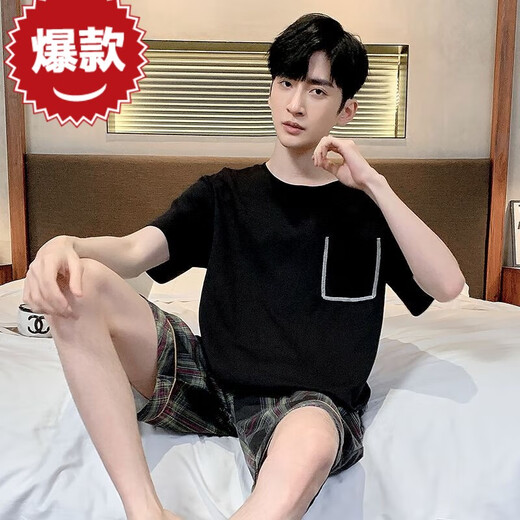 Fog d'hiver Summer Pyjamas Men's Cotton Plus Fat plus taille Men's Sum's Summer Home Vêtements à manches courtes Summer Summer Style coréen mince à demi-manche 9926 [H SUISSEMENT À MANDE MENSEMENT MENSEM