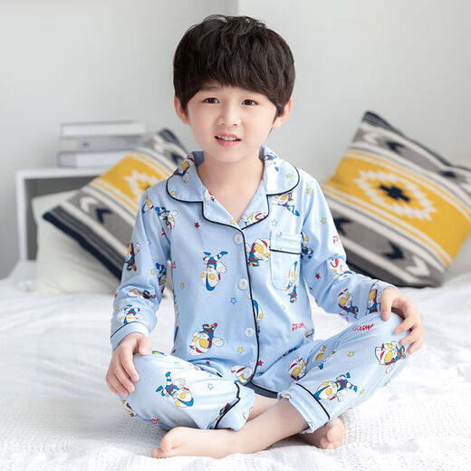 儿童睡衣春秋长袖奥特曼纯棉男童宝宝比卡丘中大童空调家居服套装 x-男童6623# 105 8码适合身高95-