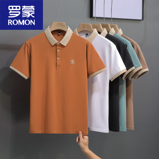 罗蒙（ROMON）男装轻奢级丝光冰爽棉短袖polo.衫夏天透气翻领商务休闲t恤男 白色QY723 不起球不掉色 M 体重100-120
