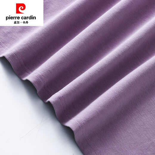 皮尔卡丹（PIERRE CARDIN）纯棉烟熏紫色t恤女短袖宽松国风别致体恤夏季2025新款上衣潮 6172烟熏紫纯棉 短袖 M (建议80-105斤)