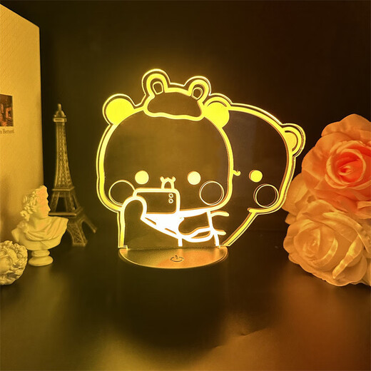 Banda Bear ein und zwei Bubu Peripherales Nachtlicht Emoticon Paket Paar niedliche Figur Atmosphäre Cartoon Peripheriespielzeug Geschenk 3894 Ein und zwei Bubu -Einzelfoto -Modell weißer Hintergrundriss 16 Farben + Fernbedienung USB + Batteriekompartiment