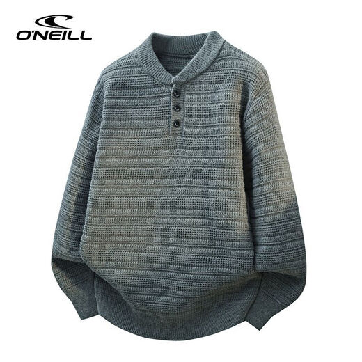 O NEILLONEILL/O'Neill autumn and winter sweater men's solid color versatile youth thickened sweater men's bottoming shirt light gray M