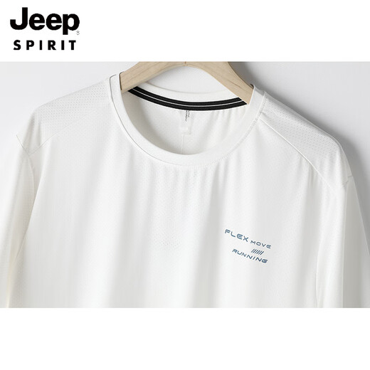 
JEEP SPIRIT ice silk mesh quick-drying round neck short-sleeved T-shirt men's summer thin breathable fashion youth sports and casual T-shirt C3BHT-HC9905A white XL 120Jin[Jin equals 0.5 kg]-140Jin[Jin equals 0.5 kg]