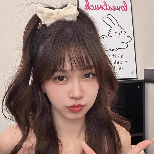 Two Worlds Happy Bow Tiara Ball Head Small Clip Girls High Ponytail Hair Clip Ball Head Fixing Artifact Hairpin Hair Accessory Beige Bow 1 Pack