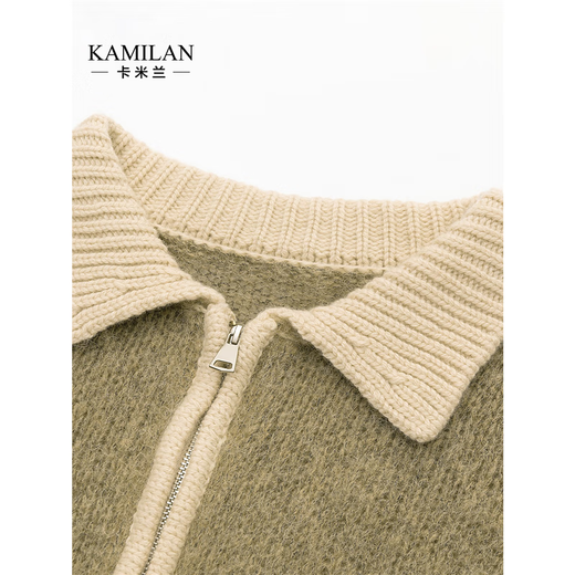 卡米兰（kamilan）针织开衫女2024秋季新款针织衫毛衣外套 杏棕色 M