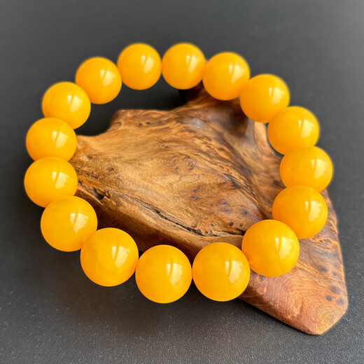 Yuzhi Natural Beeswax Collection Grade Armband Alte Bienenwachs Hühnöl Gelbbber Runde Perlen Männer und Frauen Armband mit Zertifikat Geschenke etwa 13,6 mm G679 Sammlung Waisenkind 22,75g