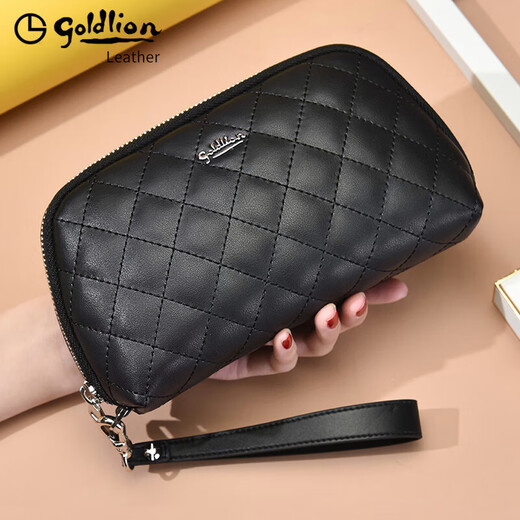 Jinlilai Wallet's Long 2025 New Fashion Fashion Simple Leather Clutch Ladies Giving Mom Clutch [Negro] Autorización oficial