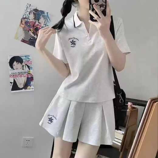 Xia Xinu (Xiarxeneu) Akademie Style JK Temperament Set 1391 Menschen Sammlung Uniformen Tausendfache Sternshosen Rock Kurzarm Shirt Taille Shirt Casual White (Polo-Hemd + Hosenrock) [Set] S s s s s s s s