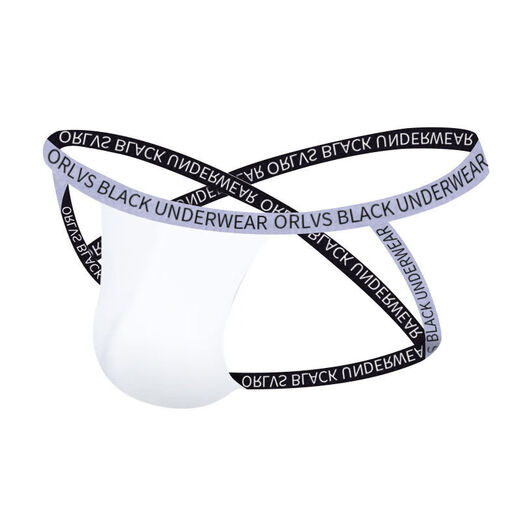 Sexy Men's Thong cruzó cuatro muslos y una ropa interior gay sexy hueca modal cómodo T-tousers White M