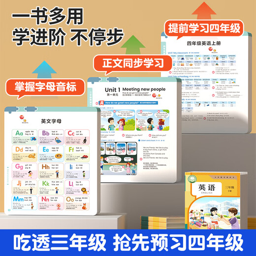 人教版三年级英语同步课堂发声书单词音标字母3-6年级小学生听读记背神器儿童启蒙有声课堂学习机会说话的早教点读中英文双语绘本 英语同步课堂书+幼小衔接领跑一年级发声书