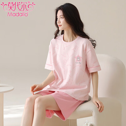 Pyjamas de coton pur modal pour femmes en été mince cou rond à manches courtes shorts de vêtements pour une maison d'étudiant décontracté.