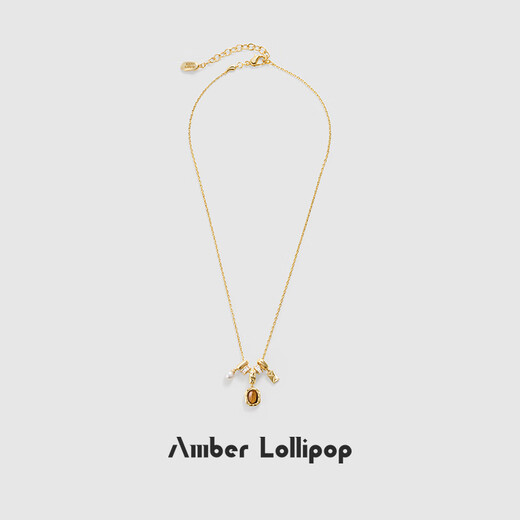 Amber Lollipop Wang Yuwen's same style tiger eye stone necklace women's clavicle chain neck necklace anniversary birthday gift for girlfriend and wife brown