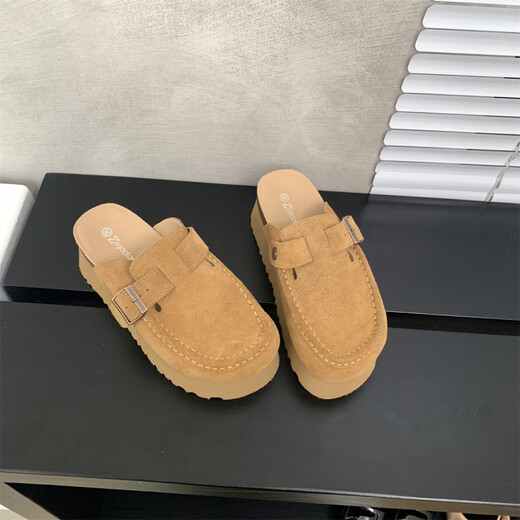 S.Sofea Birkenstock Shoes для женщин весной и летом усиливает пробковые подошвушковые мулы Retro Style 677-2 Abricot Corle Color 36