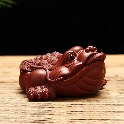 Gold inlaid jade tea pet ornaments, handmade household tea ceremony accessories, toad tea pet, purple sand golden toad, tea table, tea room, tea toy, tea set F Dahongpao golden toad