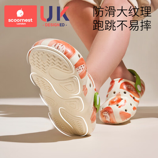 科巢（scoornest）【新品】儿童洞洞鞋宝宝拖鞋男女童夏季凉拖包头幼儿小孩洗澡防滑 克里斯熊猫 12.5 125mm 适合脚长12-13cm_