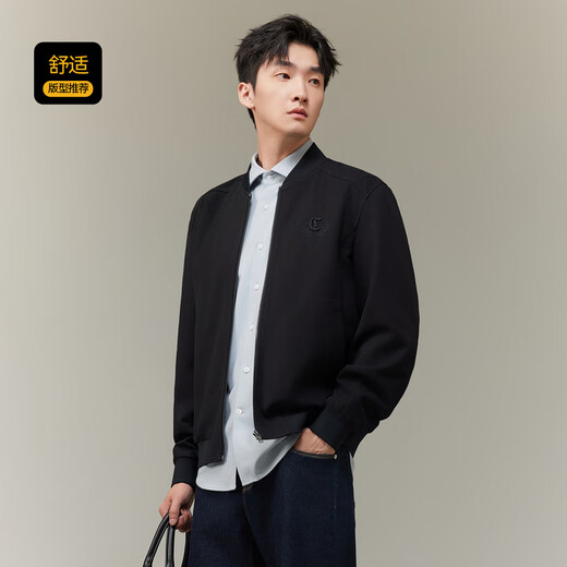 CABBEEN Heavy Embroidery CABBEEN New Chinese Style Bomber Jacket Men's 2025 Autumn New Windproof Baseball Jacket Coal Black 01 XL /180/52