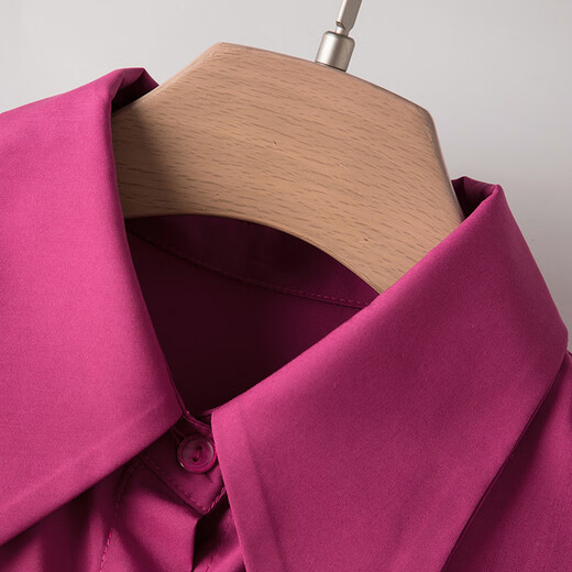Late White New Product 2025 Autumn Style Skin Friendly Shirt Light Mature Fashion Modal Age Reducing Lapel Shirt for Women Raspberry Red L