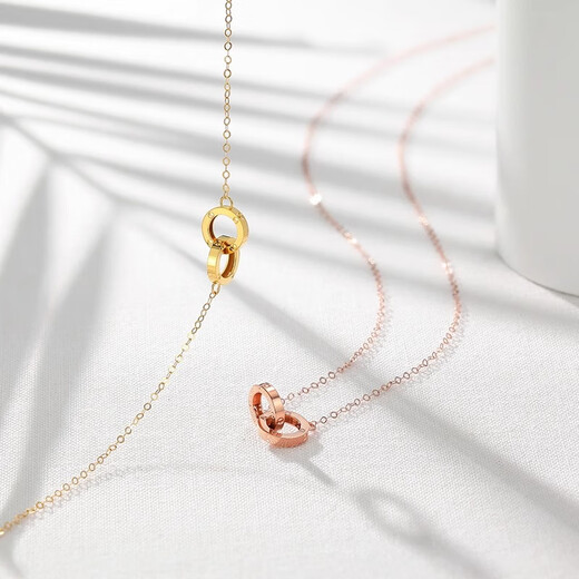 Trendy Acer to Jane 18K gold necklace for women rose gold colored gold clavicle chain as a birthday gift for girlfriend, red about 42cm