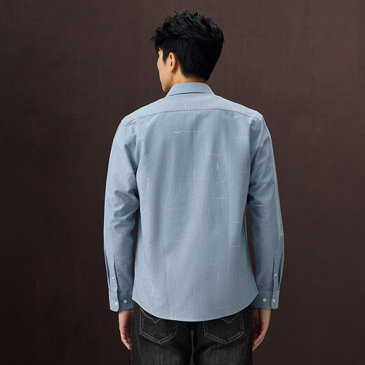 Heilan House (HLA) рубашка с длинными рукавами, мужская легкая деловая классическая рубашка Оксфорд, мужская осенняя сине-серая рубашка с рисунком 86 M 175/92A рекомендуется 137 ~ 148Jin Jin равен 0,5 кг