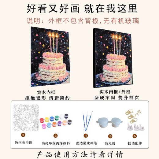 生日礼物数字油画diy填充油彩画手绘丙烯填色手工感装饰挂画 XH11150 30*40cm全套内框材料包