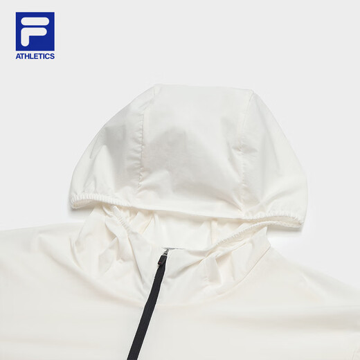 FILA 斐乐官方男士梭织外套2025秋新款健身运动宽松防晒连帽上衣 布朗白-WT L 175/96A/L