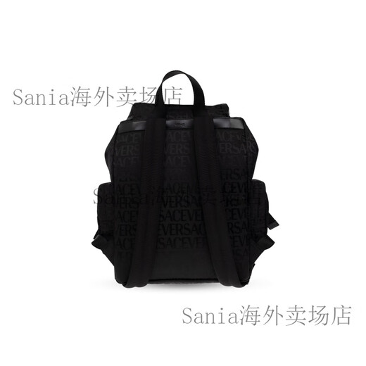 Versace Griechische Musterschnalle -Klappe Polyamid Rucksack Rucksack Herren Black Basic -Paket (Bag + Staubbeutel)