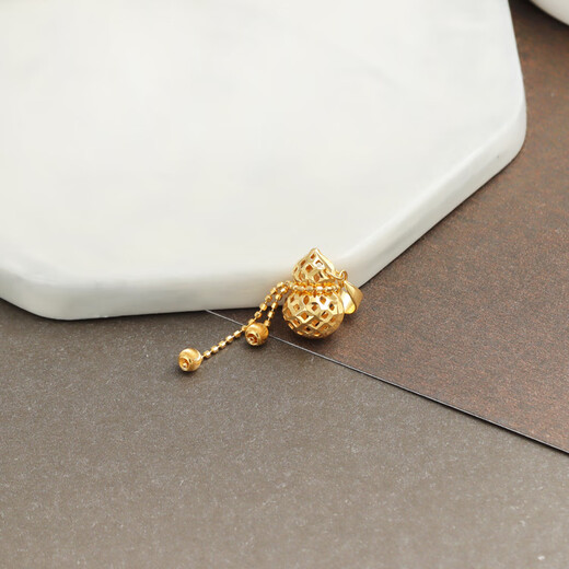 Shengbei 18K rose gold gold hollow gourd pendant k gold plain gold women's Fulu necklace pendant 18K gold 1.12g