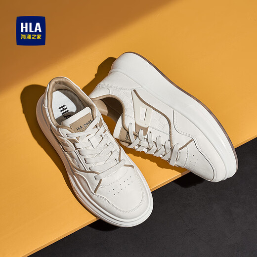 Hai Lan House HLA men's shoes breathable casual sneakers heightening white shoes men HAABXM2DFH181 white apricot 42