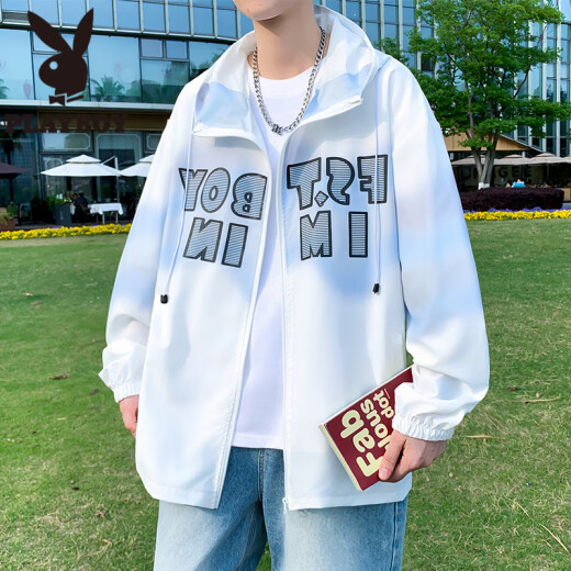 花花公子（PLAYBOY）冰丝防晒衣男夏季薄款透气渐变时尚防晒服青少年潮流休闲夏天外套 6626绿色 M (约90~100斤可穿)