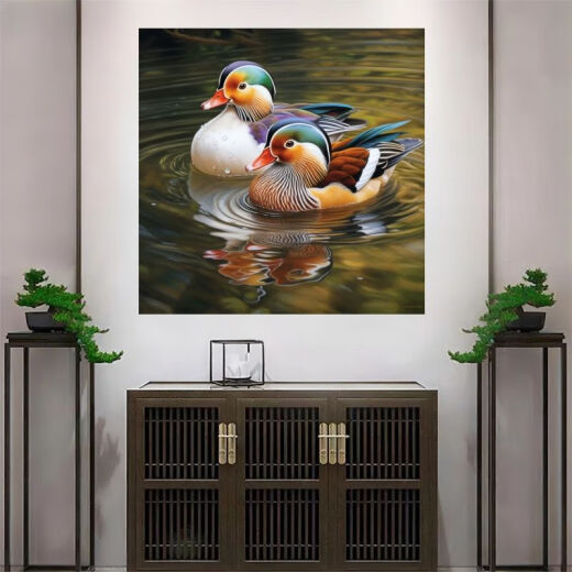 恩爱鸳鸯戏水自粘贴画卧室床头背景美好爱情高清海报贴画防水自粘 SS9794(整张) 长边15cm(比手机大一点)