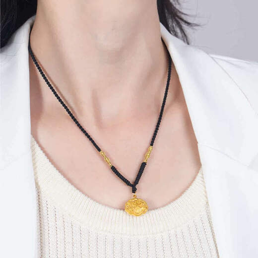 Libiao Jewelry 5D Hard Gold Ruyi Fu Hollow Lock Bag Pendant Gold Longevity Lock Baby Full Gold Safe Lock for Women with Bell Rope Style Random (Red/Black 1.5g